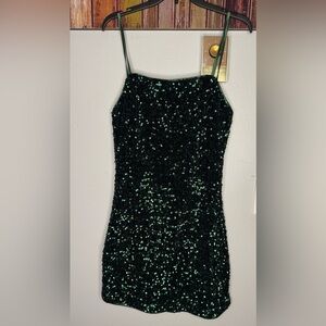 BOGO Cupshe Elegant Green Sequin spaghetti straps mini Dress